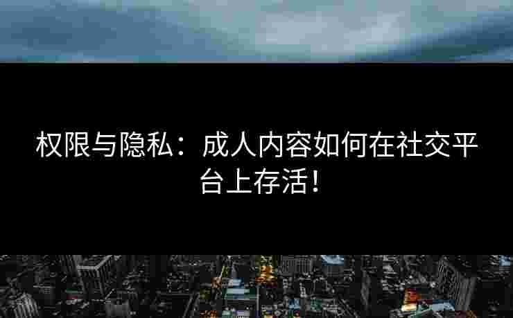 权限与隐私：成人内容如何在社交平台上存活！
